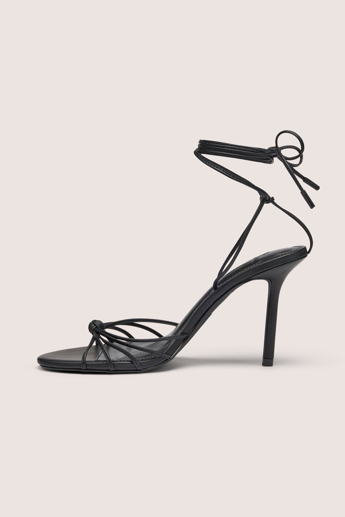 Lace-Up Heeled Sandal in Black