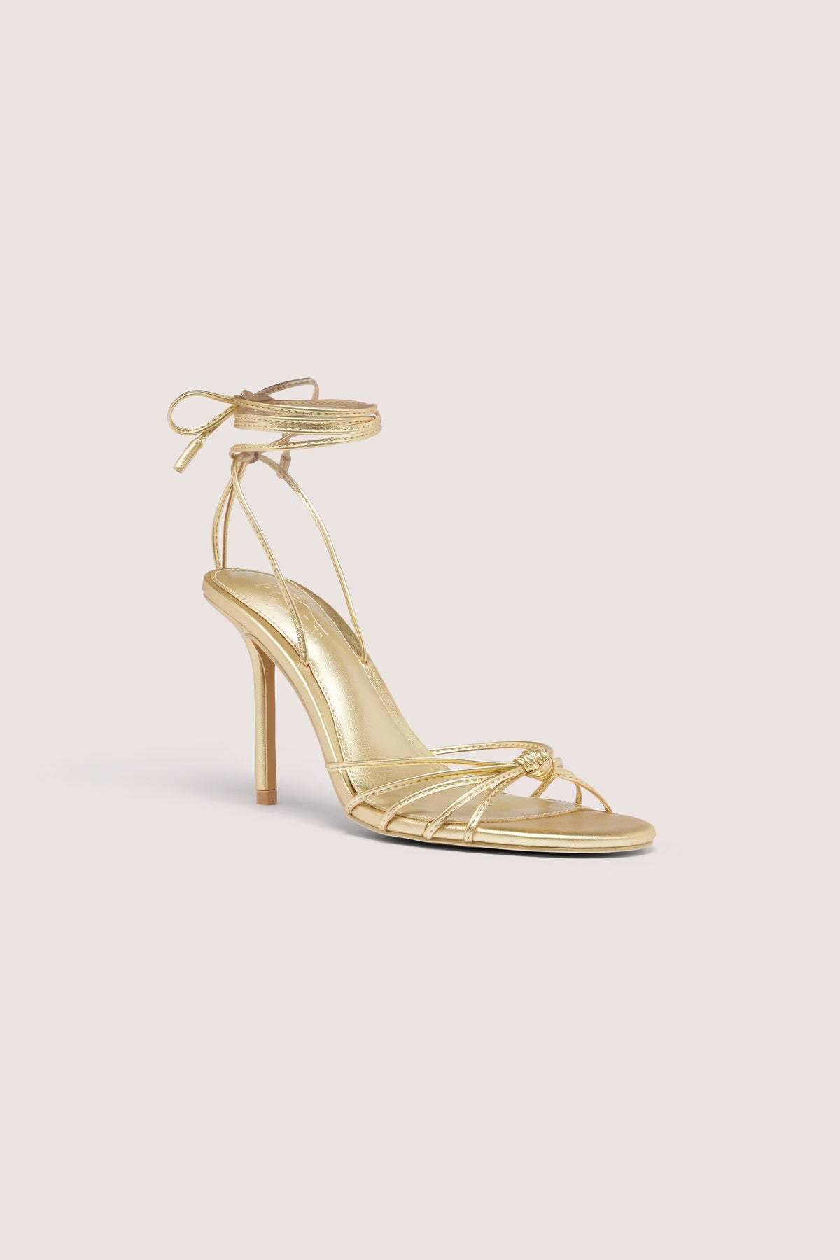 Lace-Up Heeled Sandal in Gold - 1