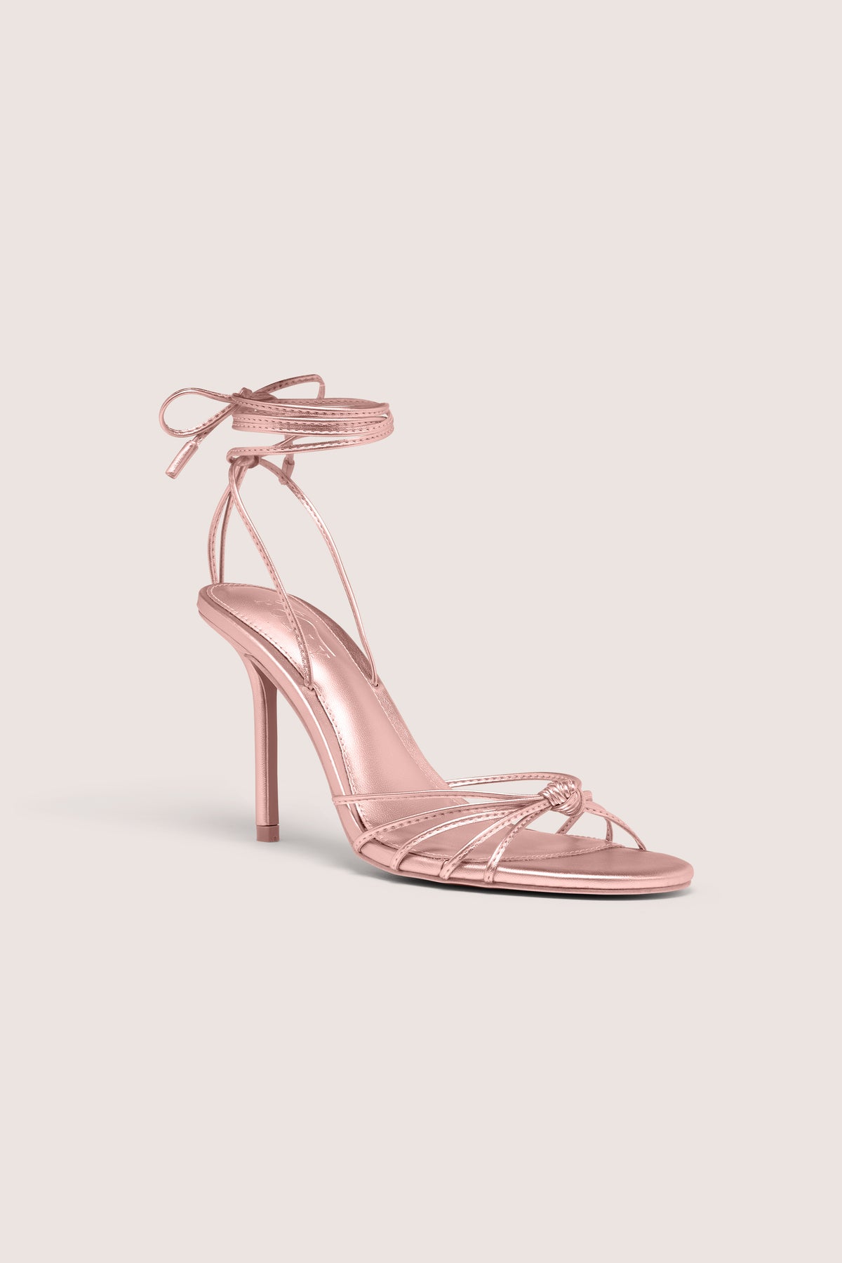 Lace-Up Heeled Sandal in Blush Pink