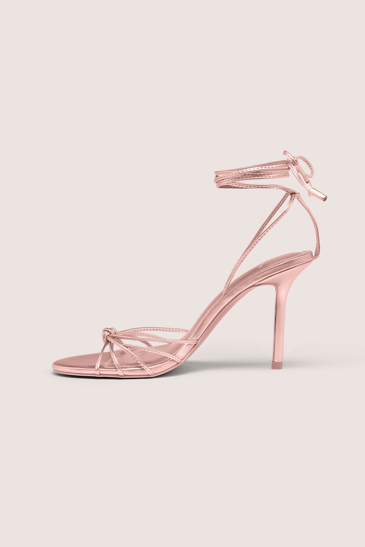 Lace-Up Heeled Sandal in Blush Pink
