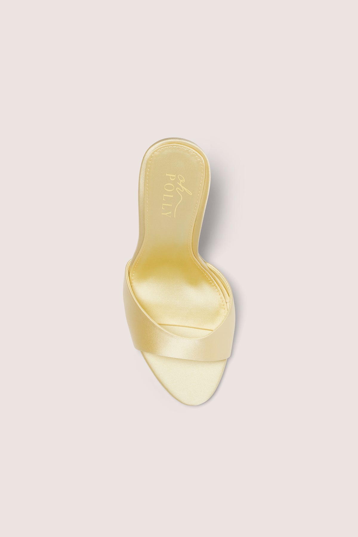Satin Heeled Mule Sandal in Butter Yellow
