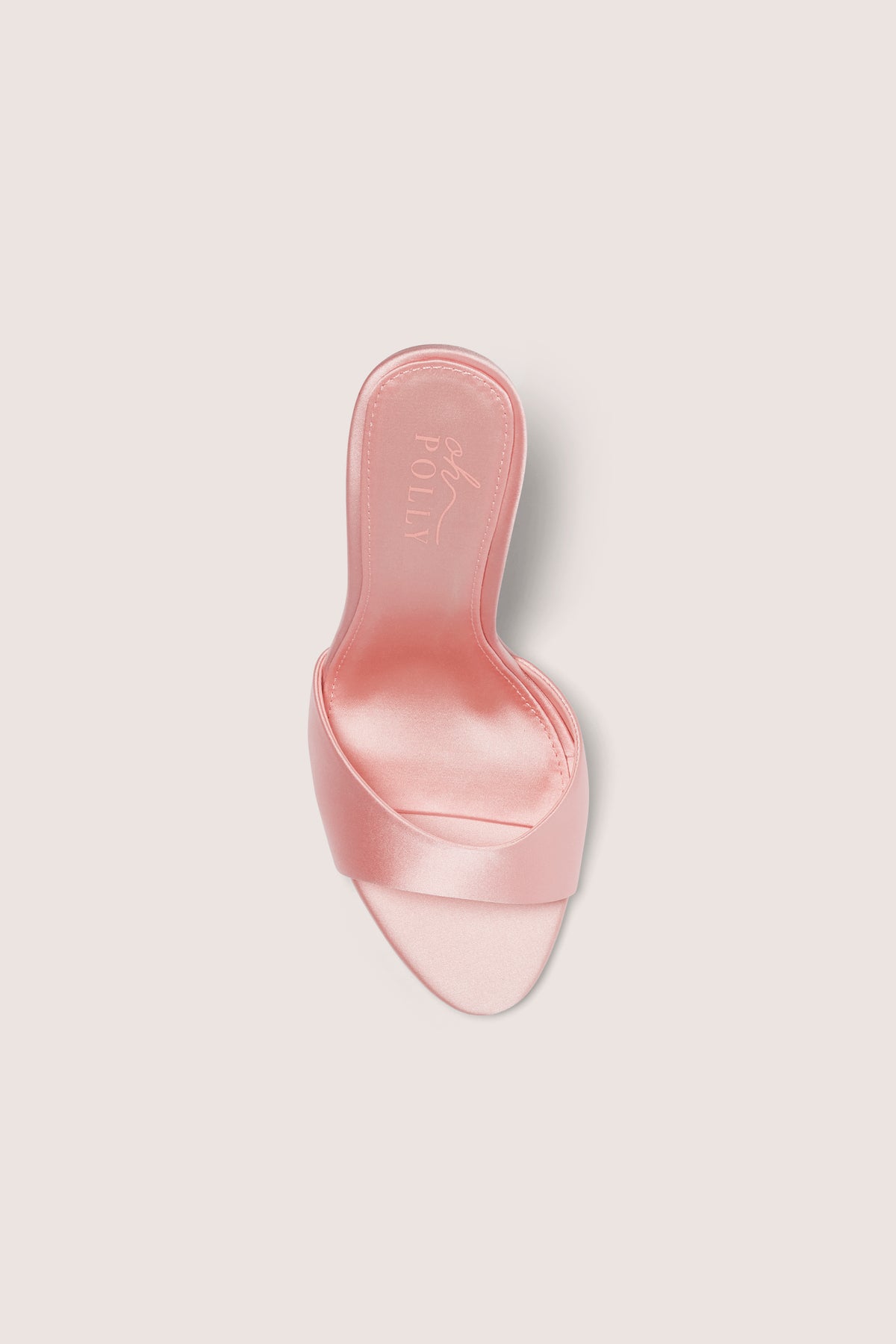 Satin Heeled Mule Sandal in Soft Pink