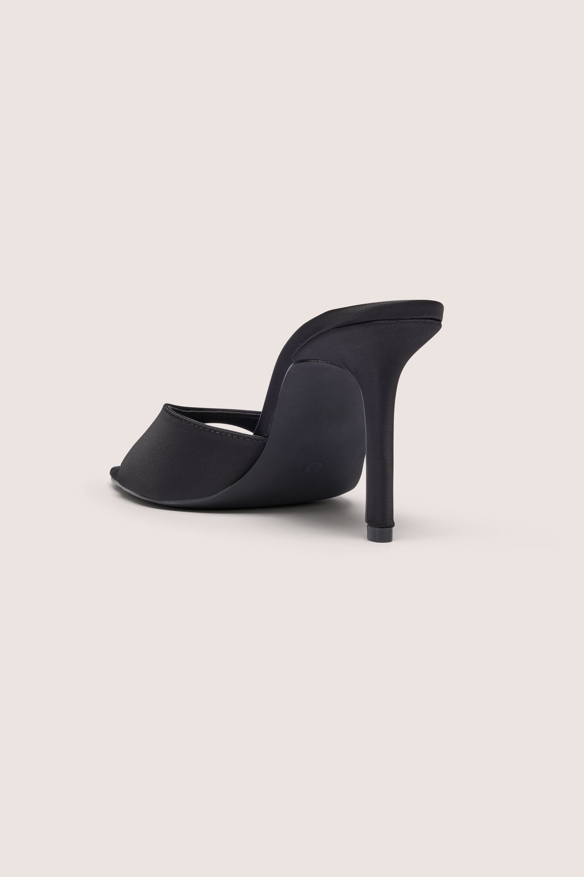 Satin Heeled Mule Sandal in Black - 2