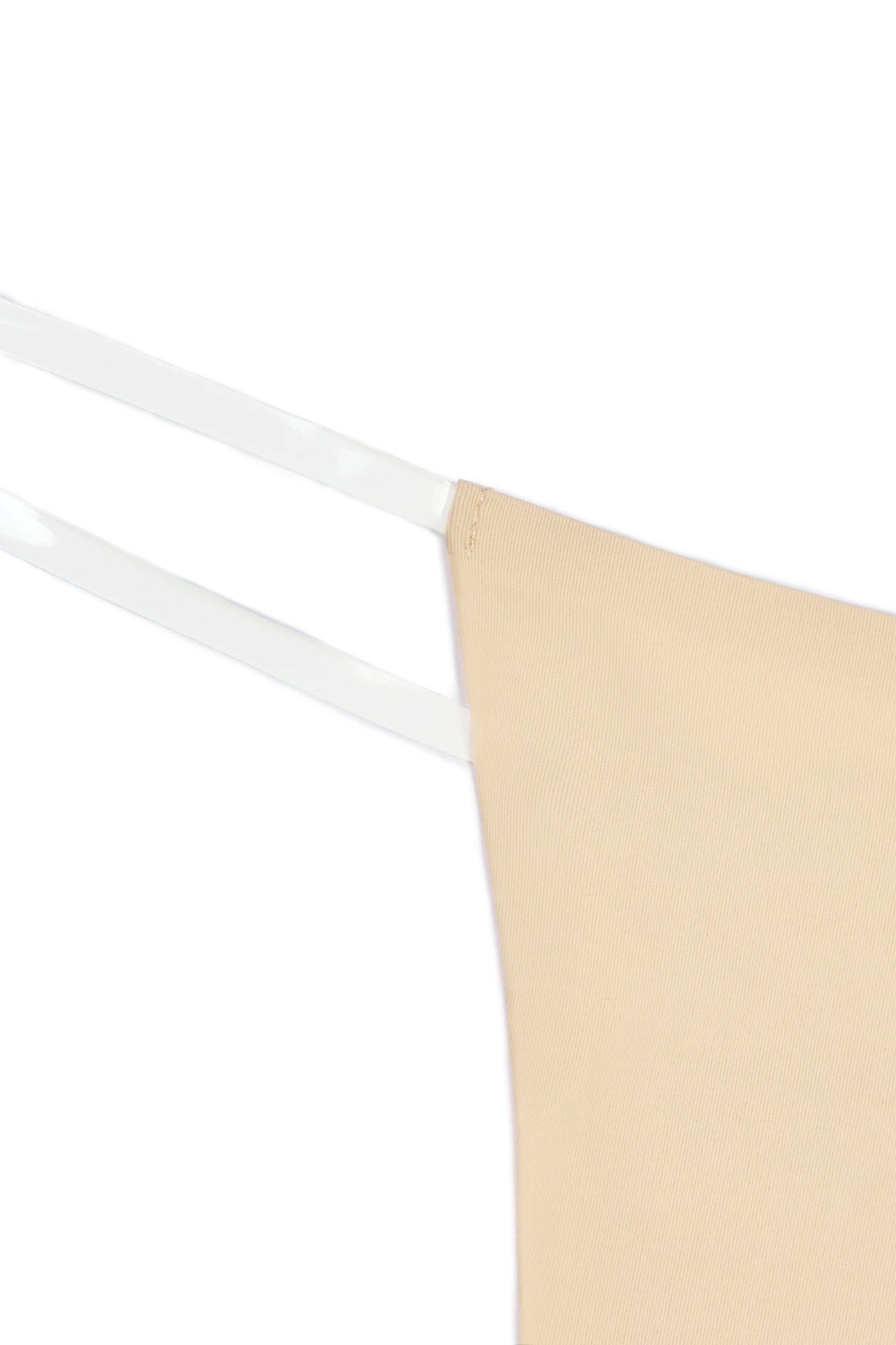 Seamless Knit Clear Strap Thong in Warm Peach