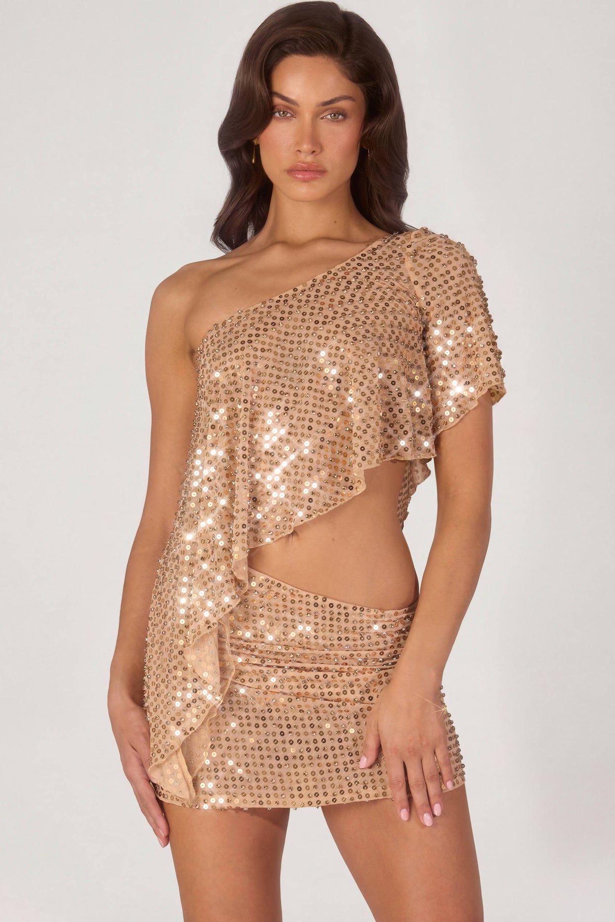 Embellished Micro Mini Skirt in Gold - 6