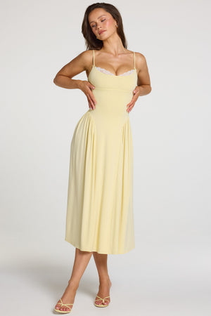 princess polly midi dress Modal Lace-Trim Midaxi Dress in Pastel Yellow - XL