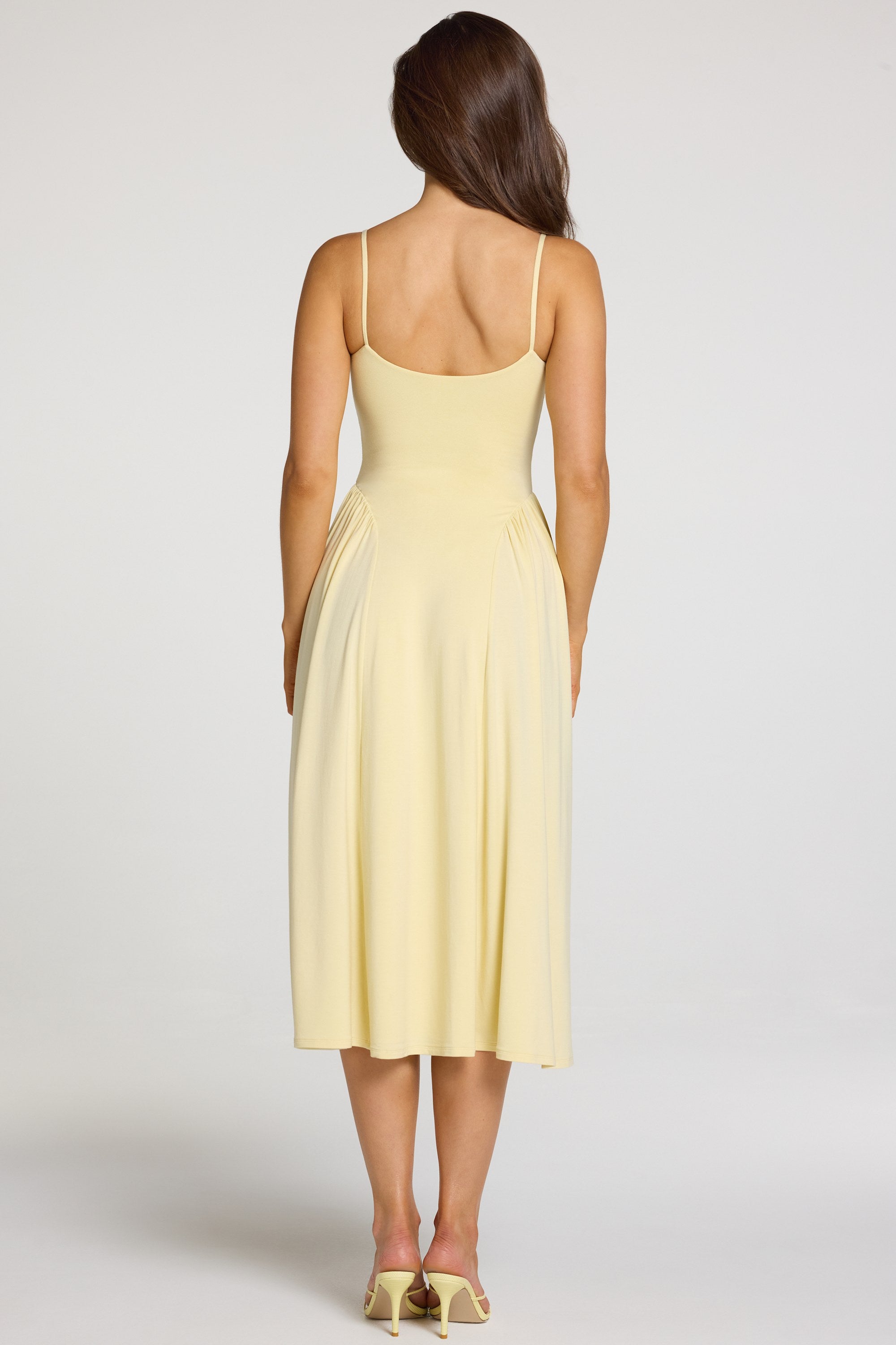 Modal Lace-Trim Midaxi Dress in Pastel Yellow