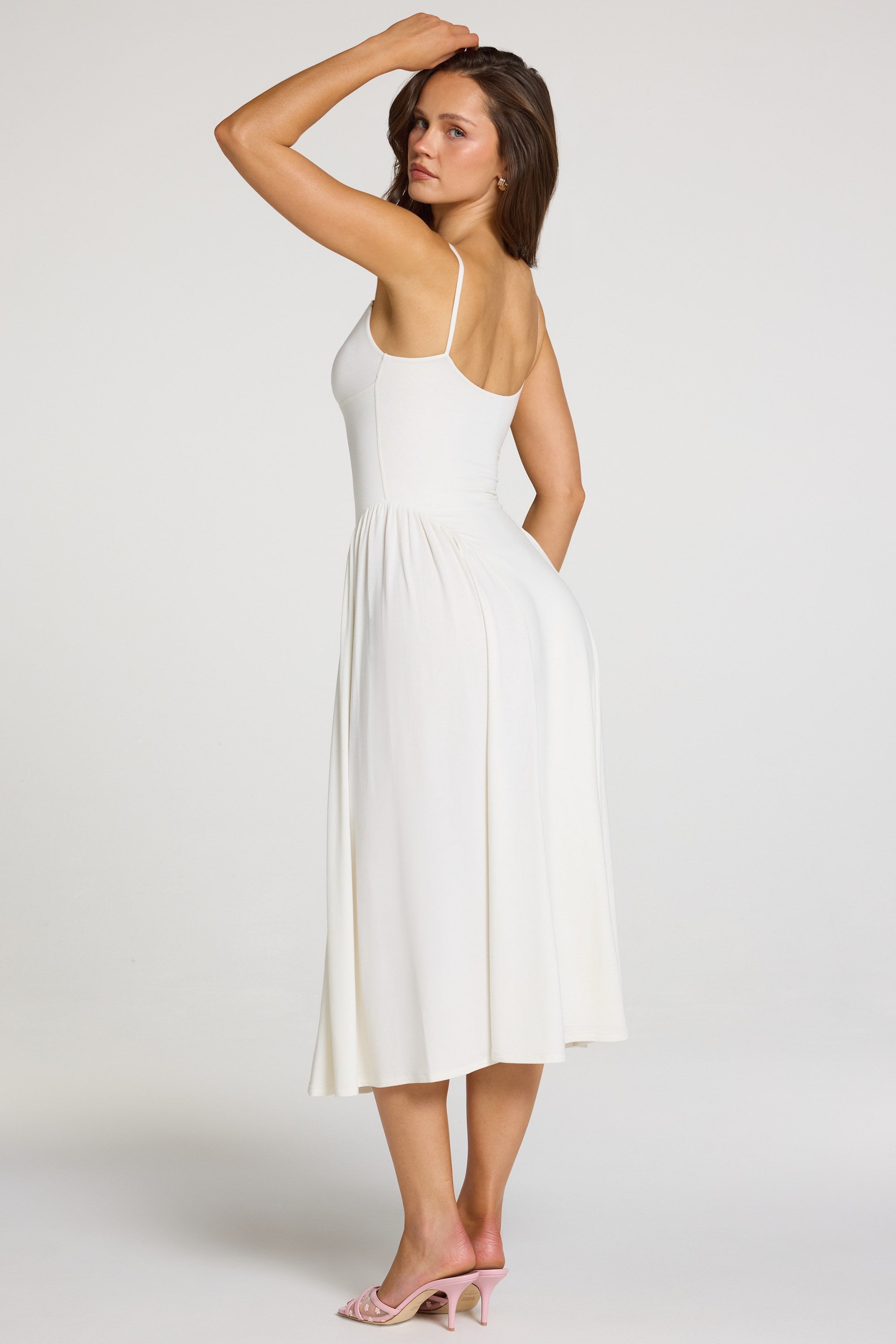 Livia Modal Lace-Trim Midaxi Dress in White | Oh Polly – Oh Polly US