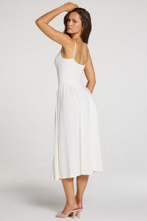 Modal Lace-Trim Midaxi Dress in White - S | Oh Polly Modal Lace-Trim Midaxi Dress in White - S | Oh Polly
