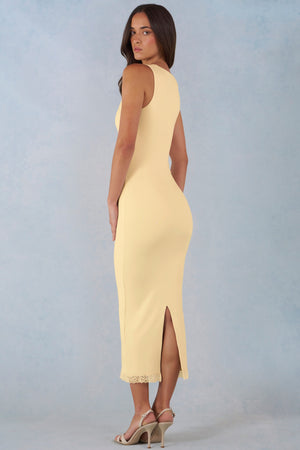 Modal Lace-Trim Midaxi Dress in Butter Yellow - XS | Oh Polly Modal Lace-Trim Midaxi Dress in Butter Yellow - XS | Oh Polly
