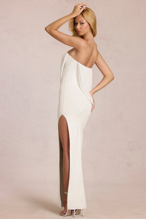 draped maxi dress Bandeau Draped Maxi Dress in Pearl - L