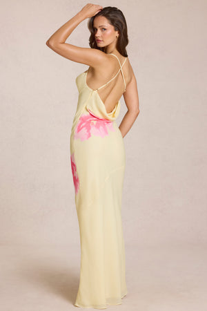 Chiffon Maxi Dress in Yellow Floral Print - XL | Oh Polly Chiffon Maxi Dress in Yellow Floral Print - XL | Oh Polly