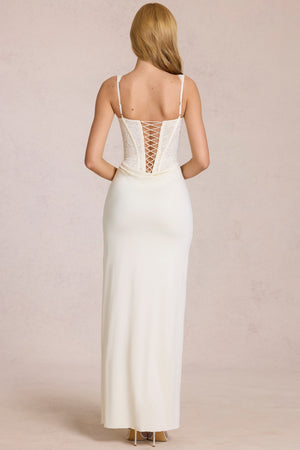 Lace Corset Maxi Dress in Pearl - 14 | Oh Polly Lace Corset Maxi Dress in Pearl - 14 | Oh Polly
