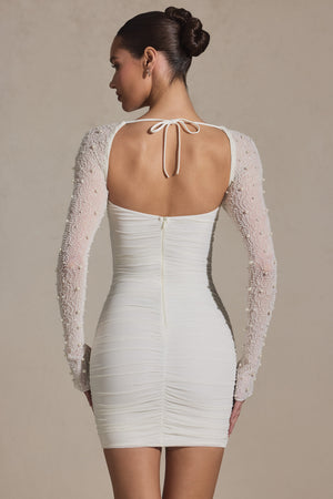 oh polly long sleeve white dress Midi by Oh Polly dual lined mesh fabric and cut to a mini length Oh Polly Regine open back