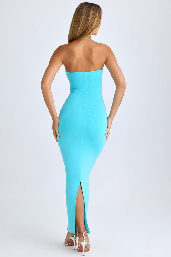 Modal Bandeau Maxi Dress in Aqua Blue