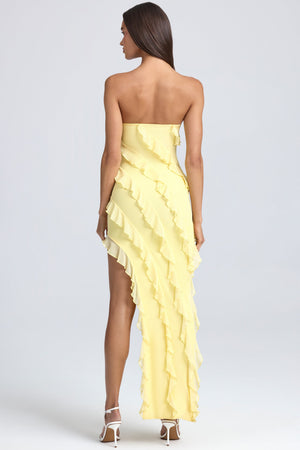 Nevali Bandeau Ruffle-Trim Maxi Dress in Lemon Sherbet | Oh Polly 2 Nevali Bandeau Ruffle-Trim Maxi Dress in Lemon Sherbet | Oh Polly 2