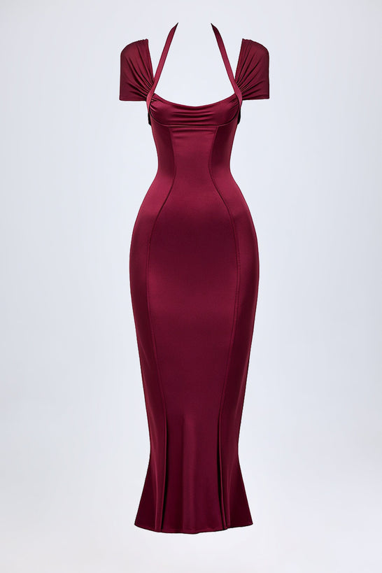 Midaxi Dress in Wine Red