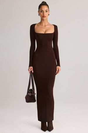 Modal Square-Neck Bodycon Maxi Dress in Chocolate Brown - M | Oh Polly Modal Square-Neck Bodycon Maxi Dress in Chocolate Brown - M | Oh Polly