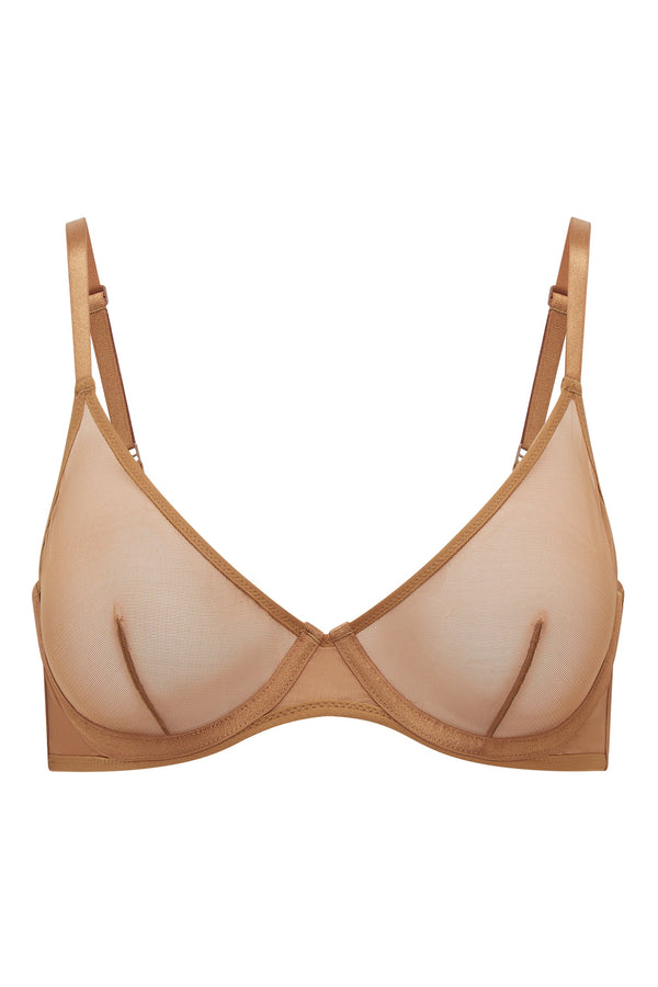 Soft Mesh Single Layer Underwired Bra in Almond - 2
