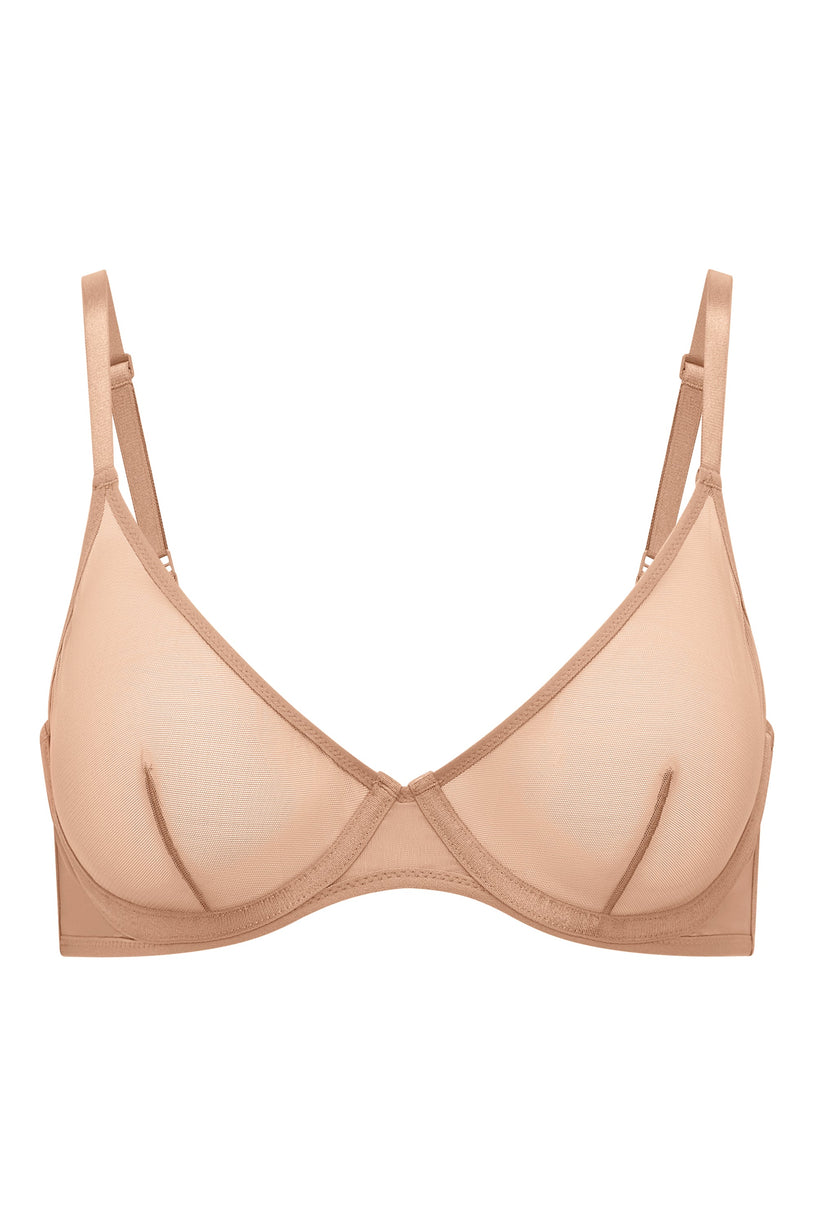 Soft Mesh Single Layer Underwired Bra in Warm Peach - 2