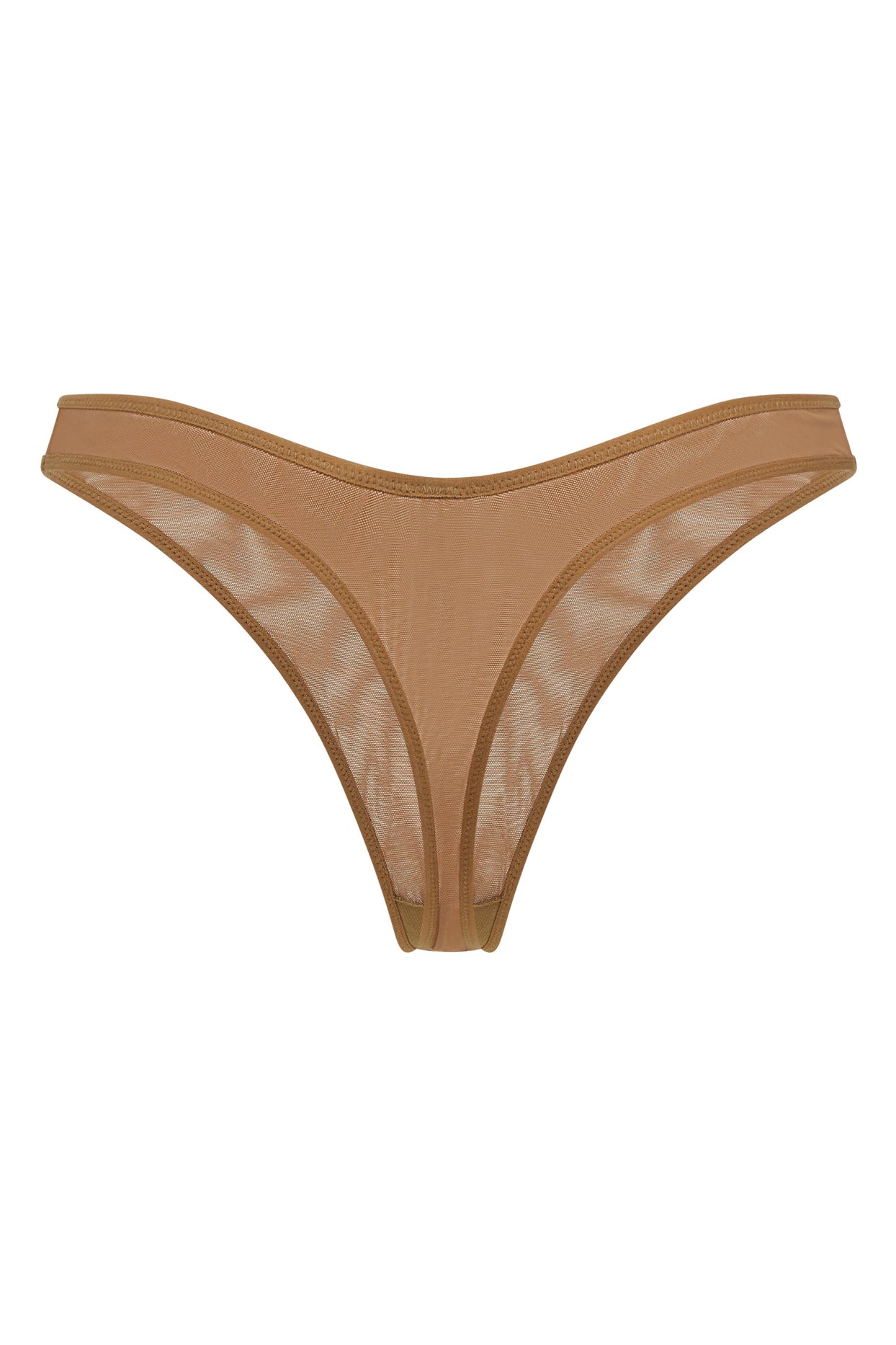 Tanga de malla suave en almendra