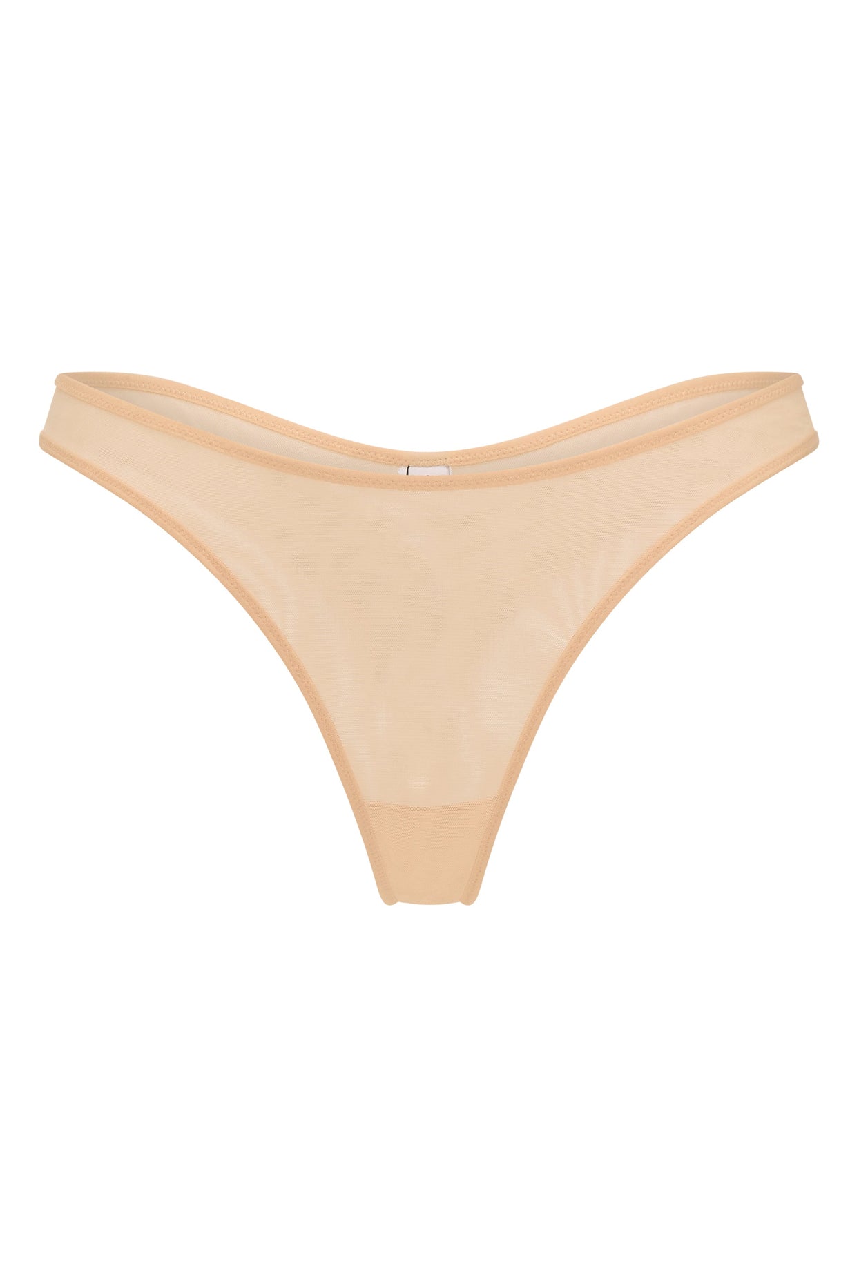 Tanga de malla suave en beige