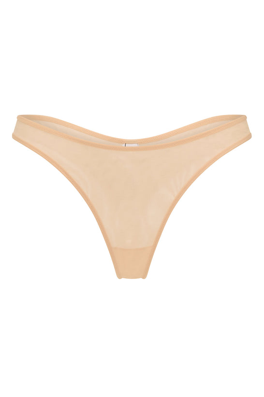 Tanga de malla suave en beige