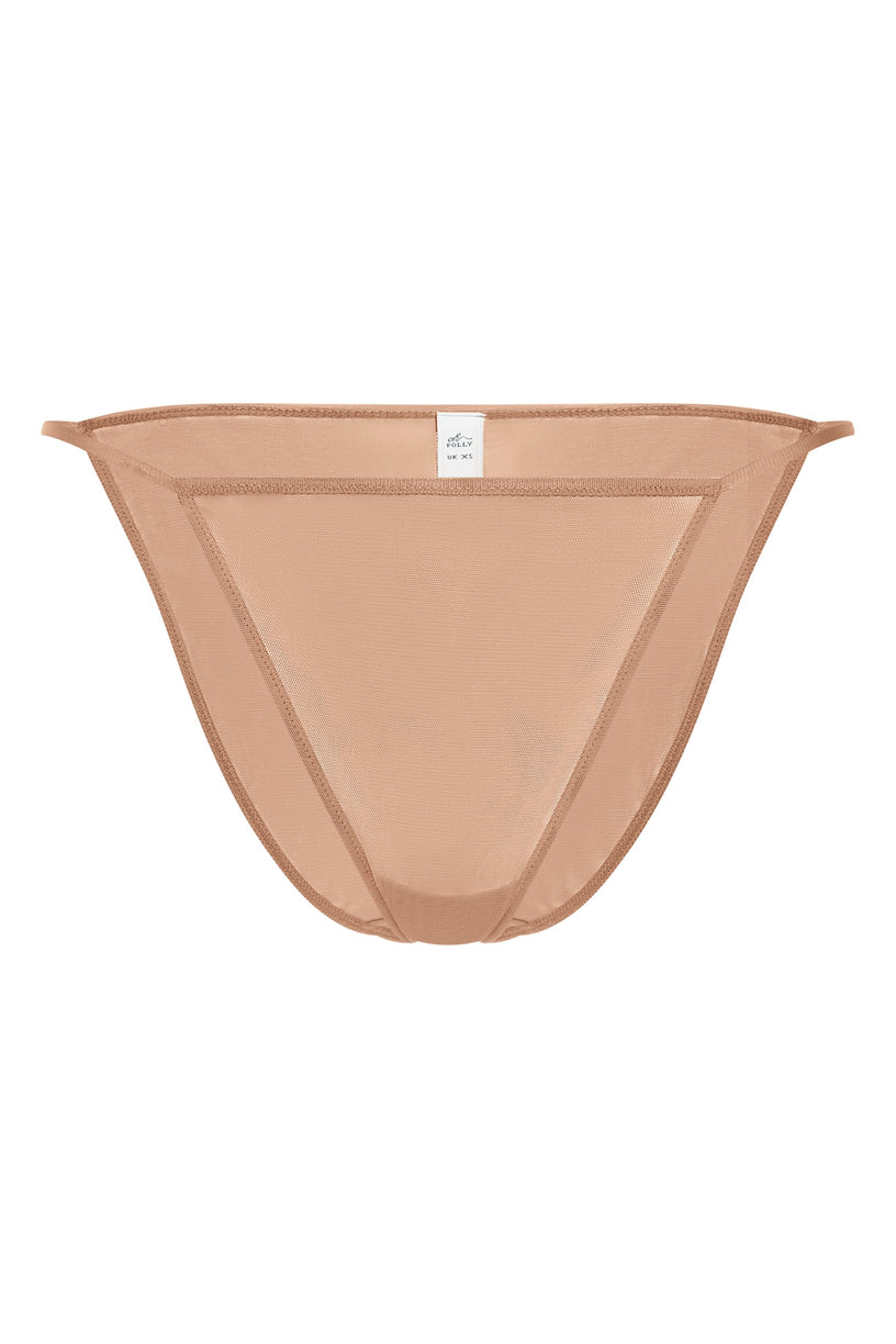Soft Mesh String Bikini in Warm Peach - 2