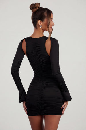 Low Plunge Ruched Mini Dress in Black - 2 | Oh Polly Low Plunge Ruched Mini Dress in Black - 2 | Oh Polly
