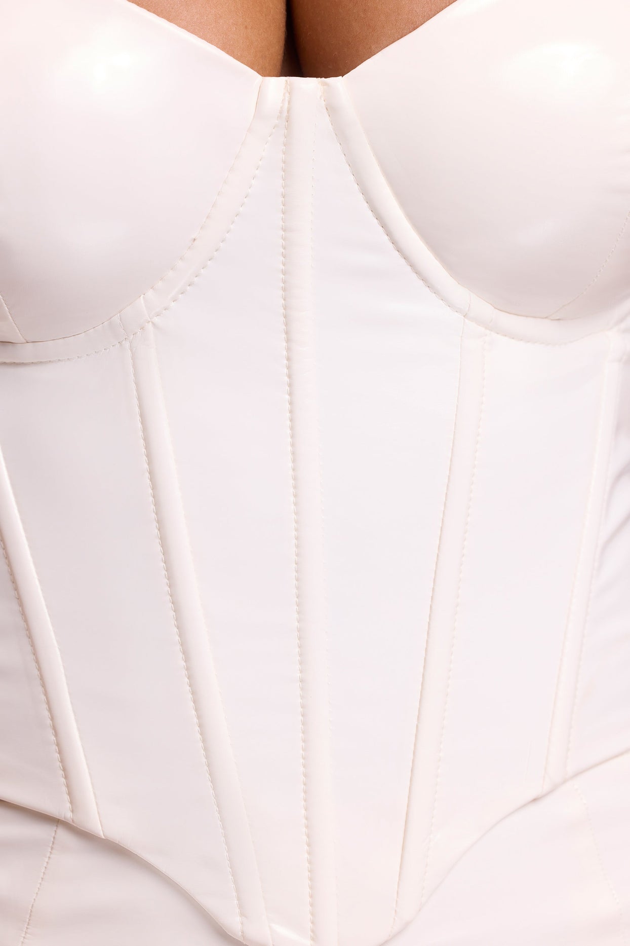 Vinyl Underwired Corset Crop Top in White