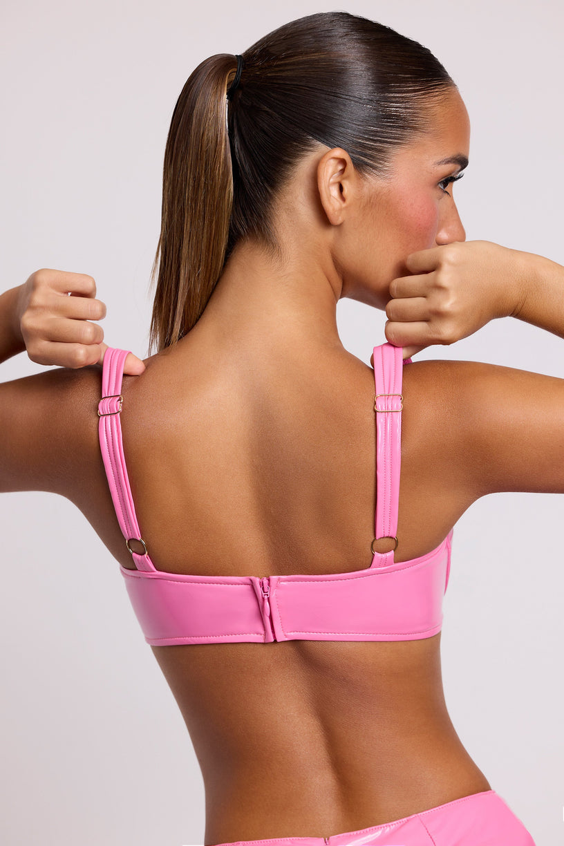 Vinyl Underwired Bralette in Pink - 2