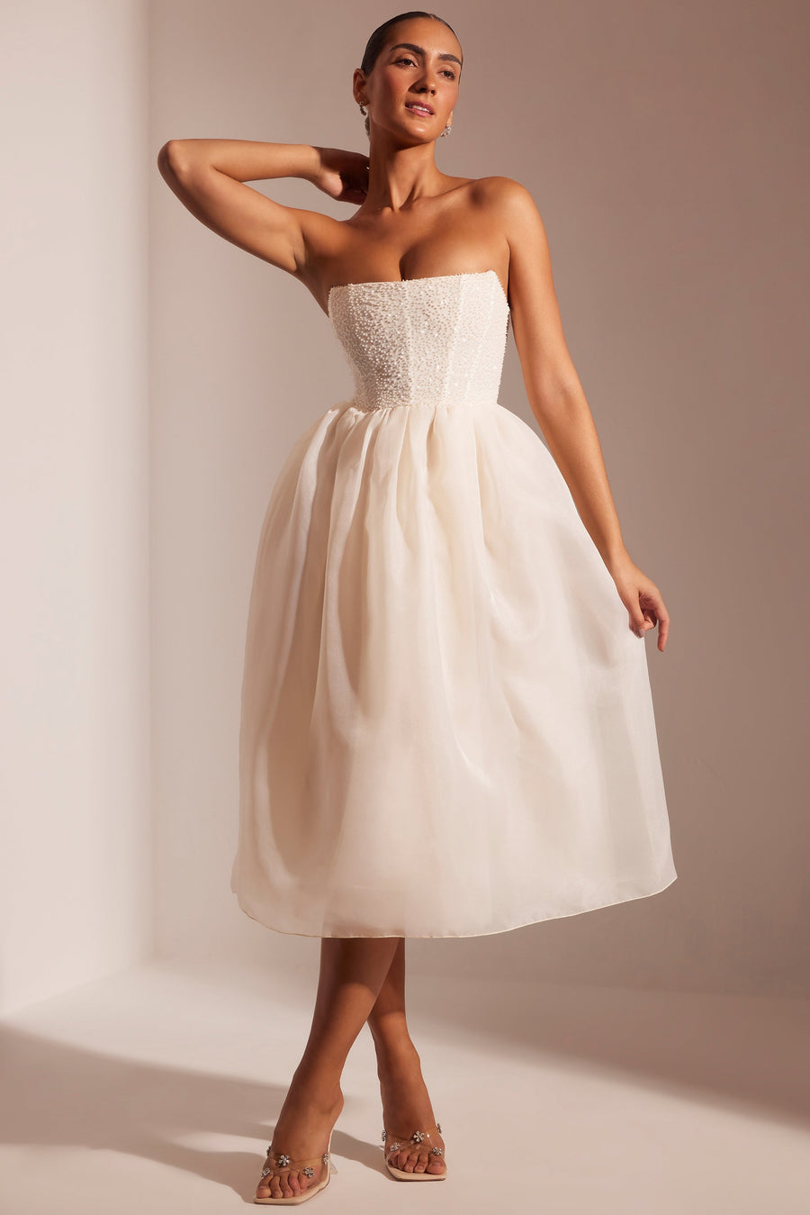 Relaxed & Polished White Midi Dress main image 0
