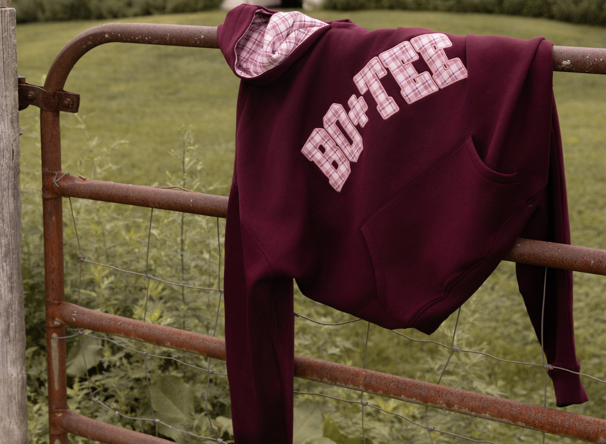 Oversized Applique Hoodie in Burgundy - 1