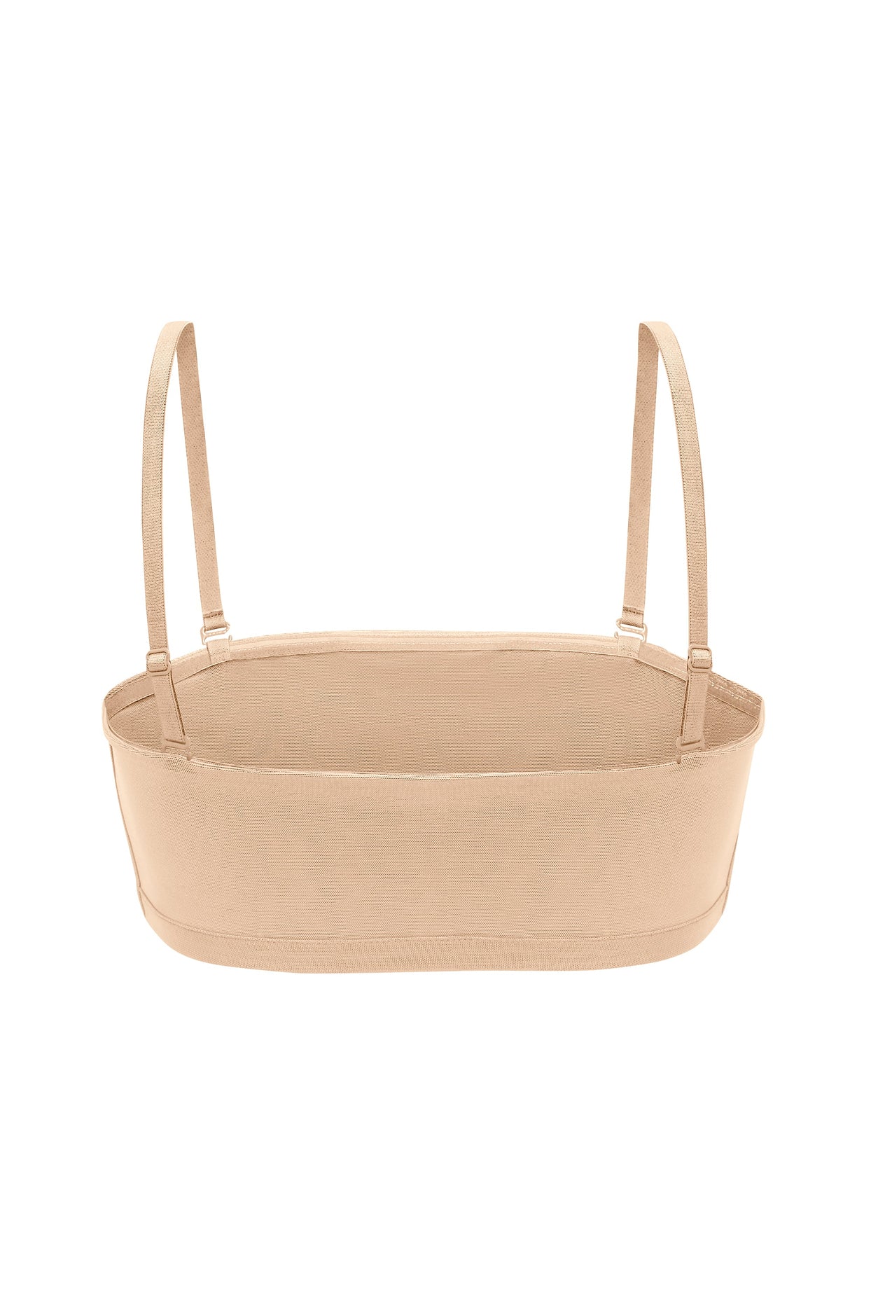 Sujetador bandeau de malla suave en beige