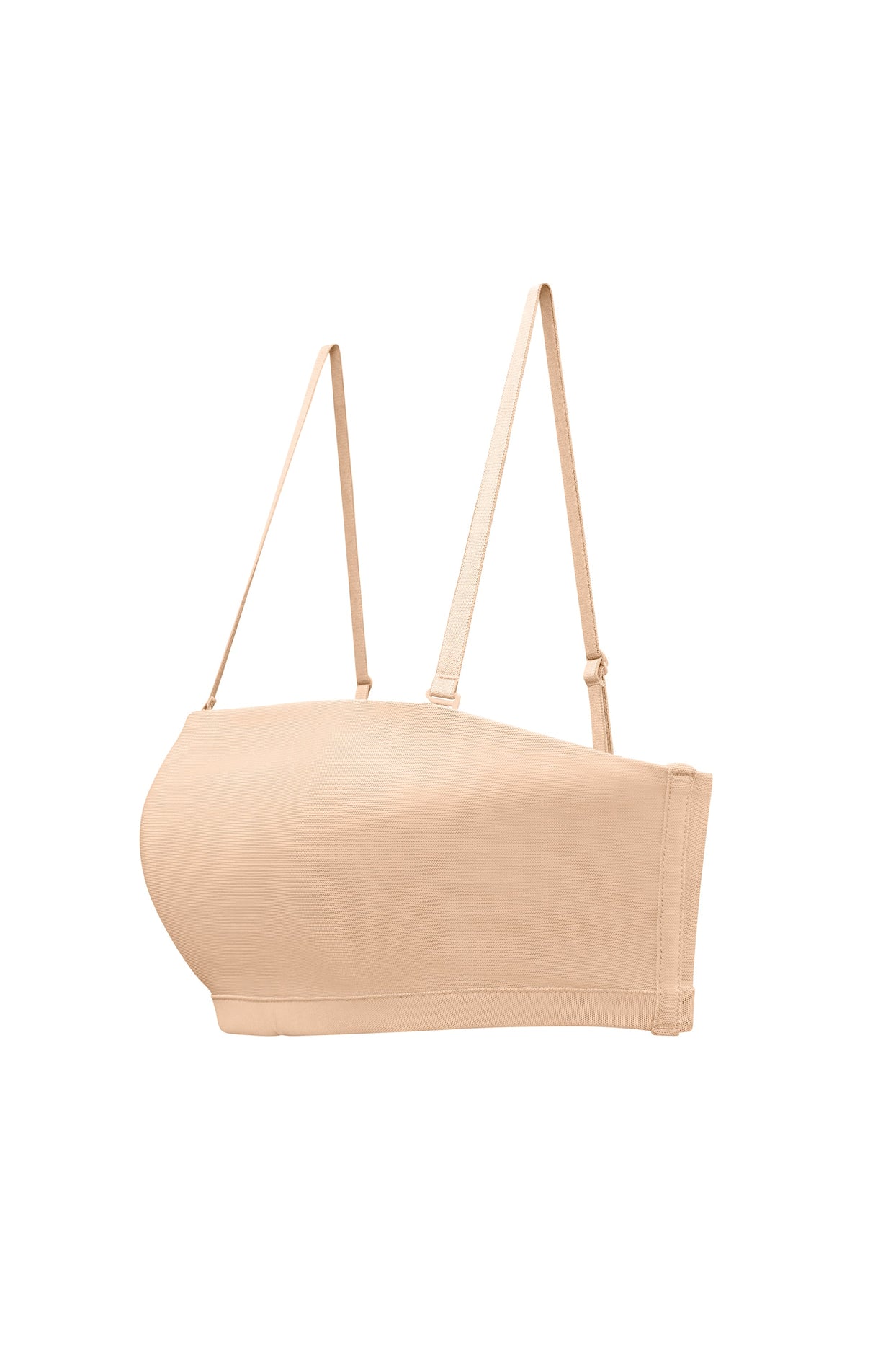 Sujetador bandeau de malla suave en beige