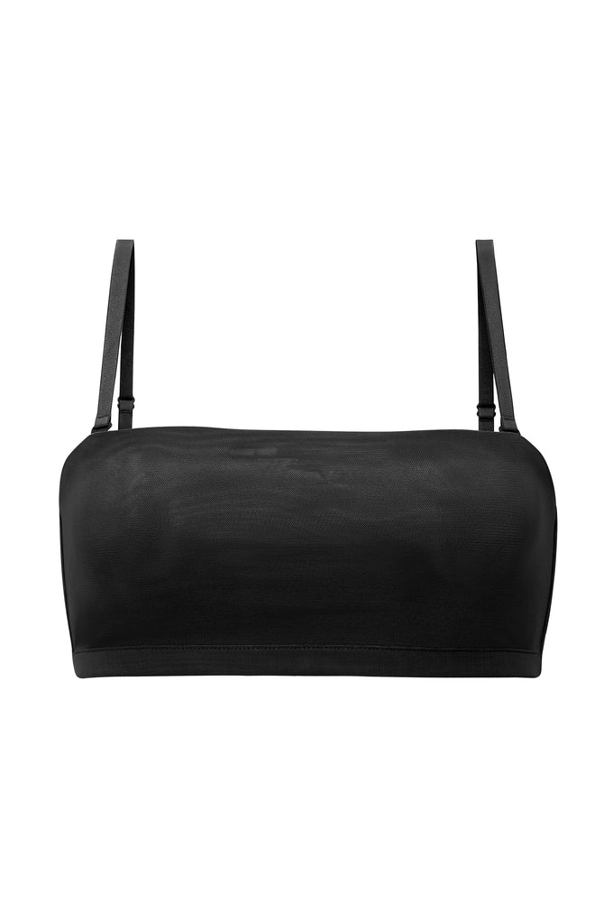 Sujetador bandeau de malla suave en negro