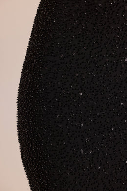 Falda larga adornada de talle medio en negro