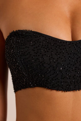Embellished Strapless Corset Top in Black