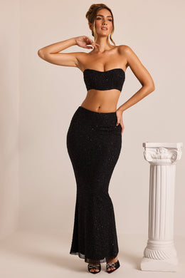 Loire Embellished Strapless Corset Top in Black
