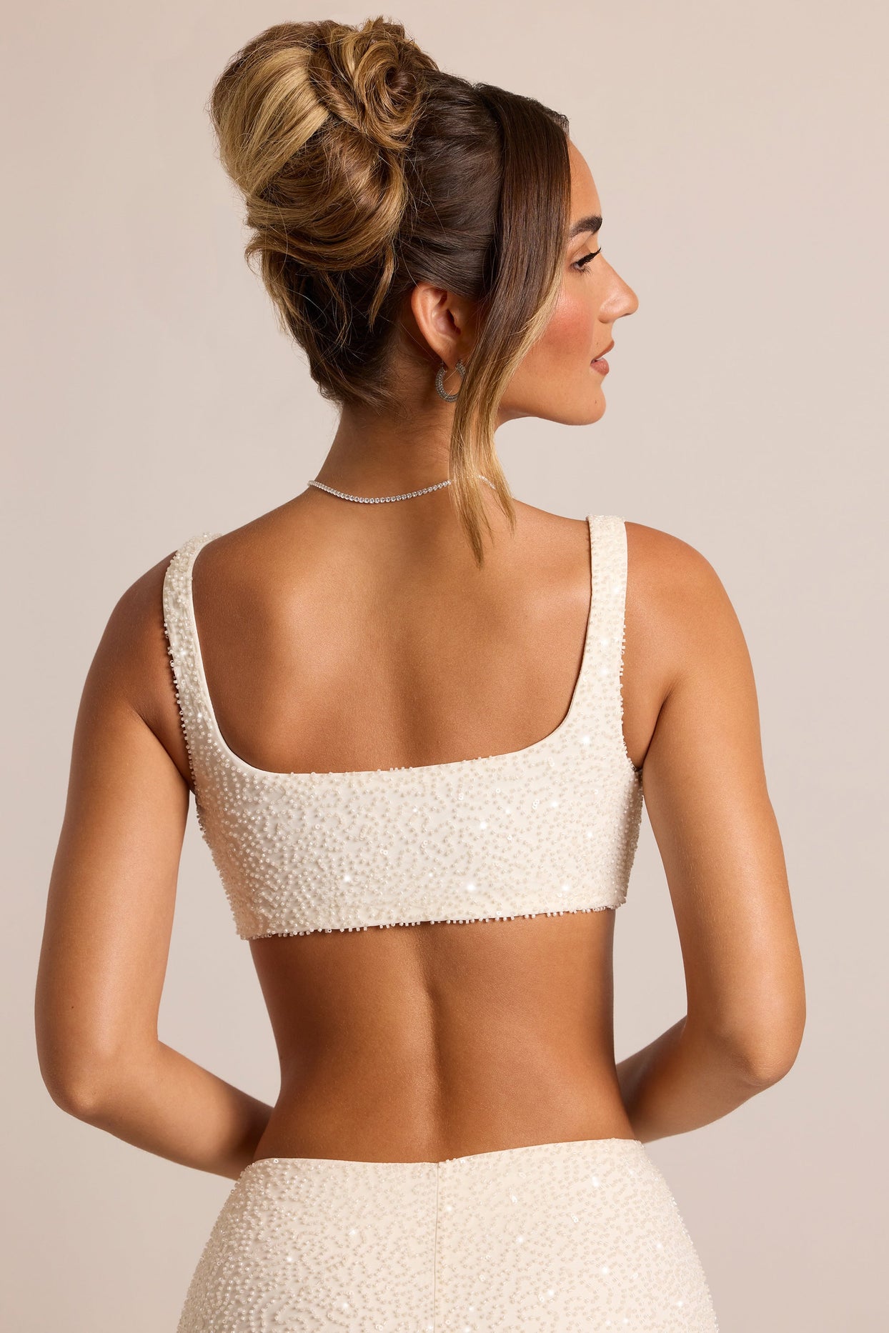 MIXT by Nykaa Fashion White Pleated Square Neck Bralette Top (XL)