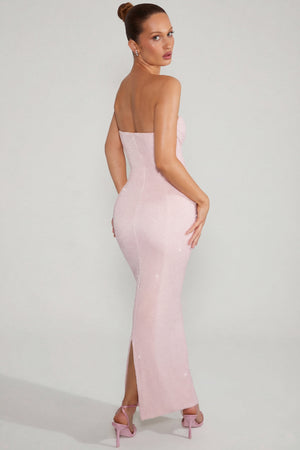 Embellished Bandeau Cowl Neck Maxi Dress in Blush - 6 | Oh Polly Embellished Bandeau Cowl Neck Maxi Dress in Blush - 6 | Oh Polly