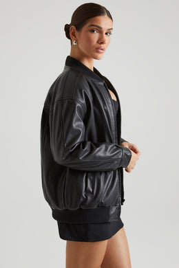 Faux Leather Jacket in Black