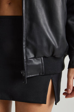 Faux Leather Jacket in Black