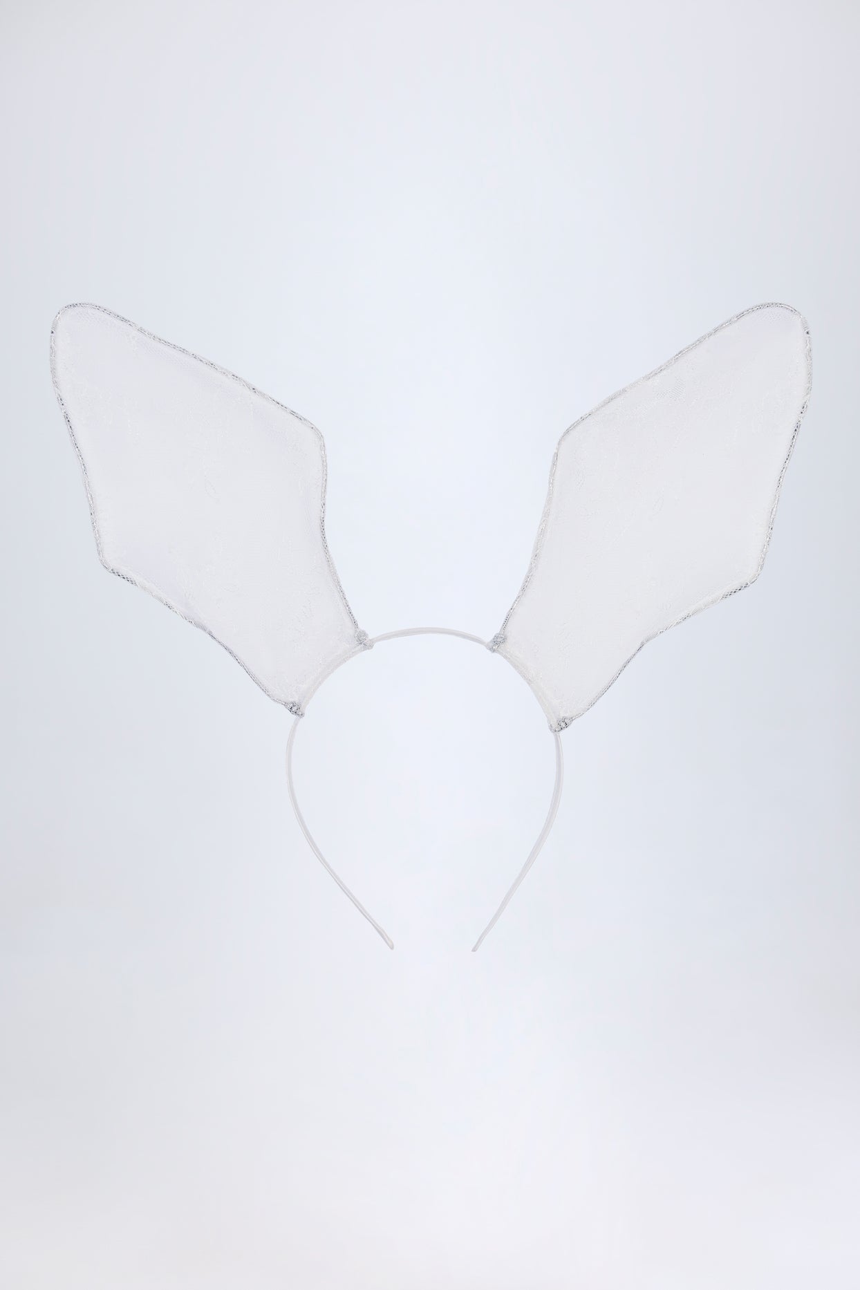 Wired Lace Headband in White - 3