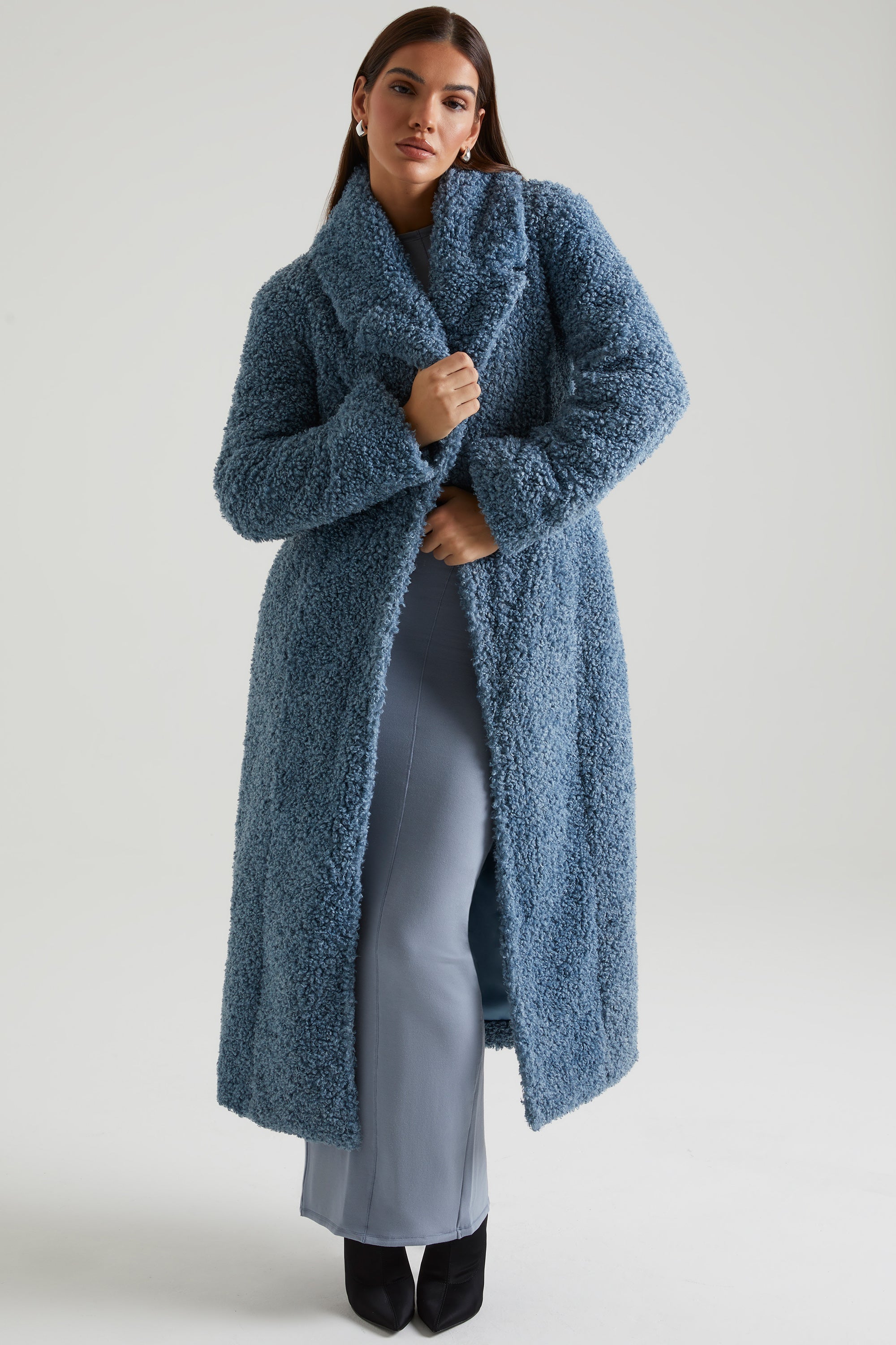 Casaco Longo Shearling em Azul