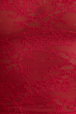 Top de encaje de manga larga en rojo cereza