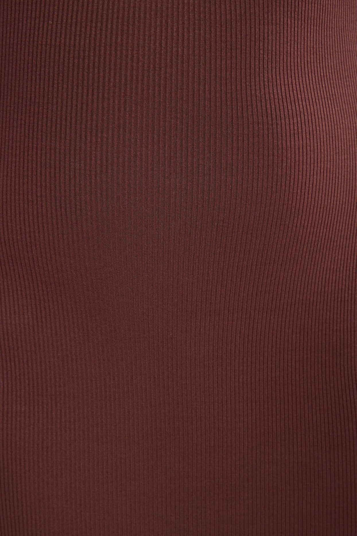 Vestido maxi modal canelado de manga comprida em chocolate