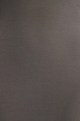 Ribbed Modal Square Neck Maxi Dress in Grey