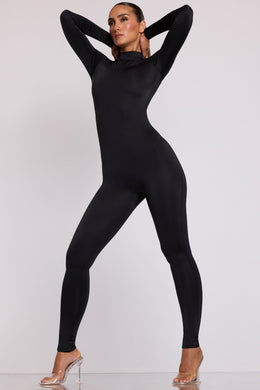 Tall High Neck Long Sleeve Jumpsuit in Black