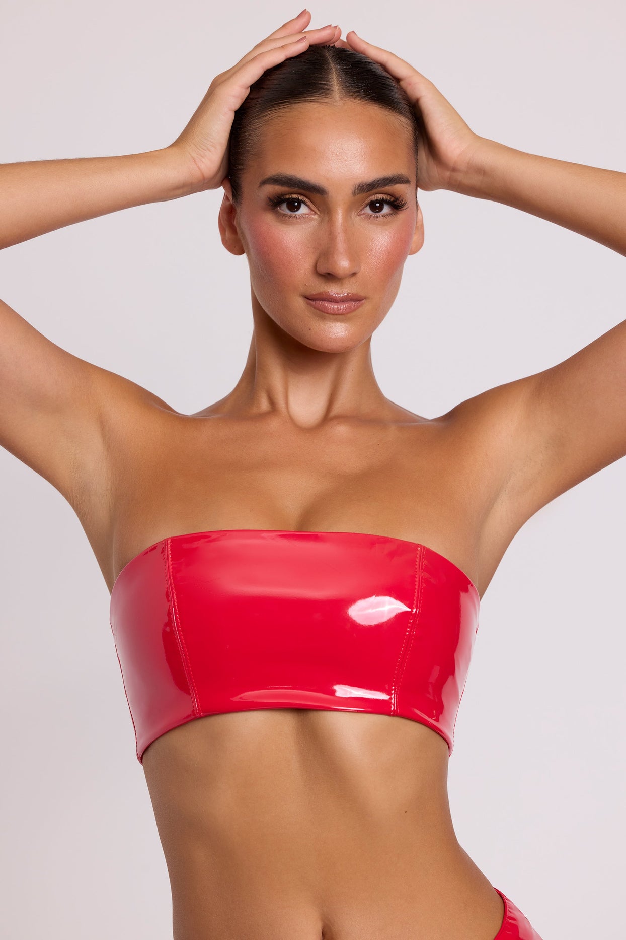 Bralette Bandeau de Vinil em Vermelho Fogo